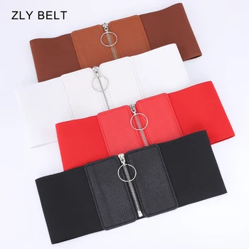 2023 New Fashion Waistband Women Luxury Elegant Adjustable Elastic Cotton Material Zip Buckle High-Quality Versatile Waist Band