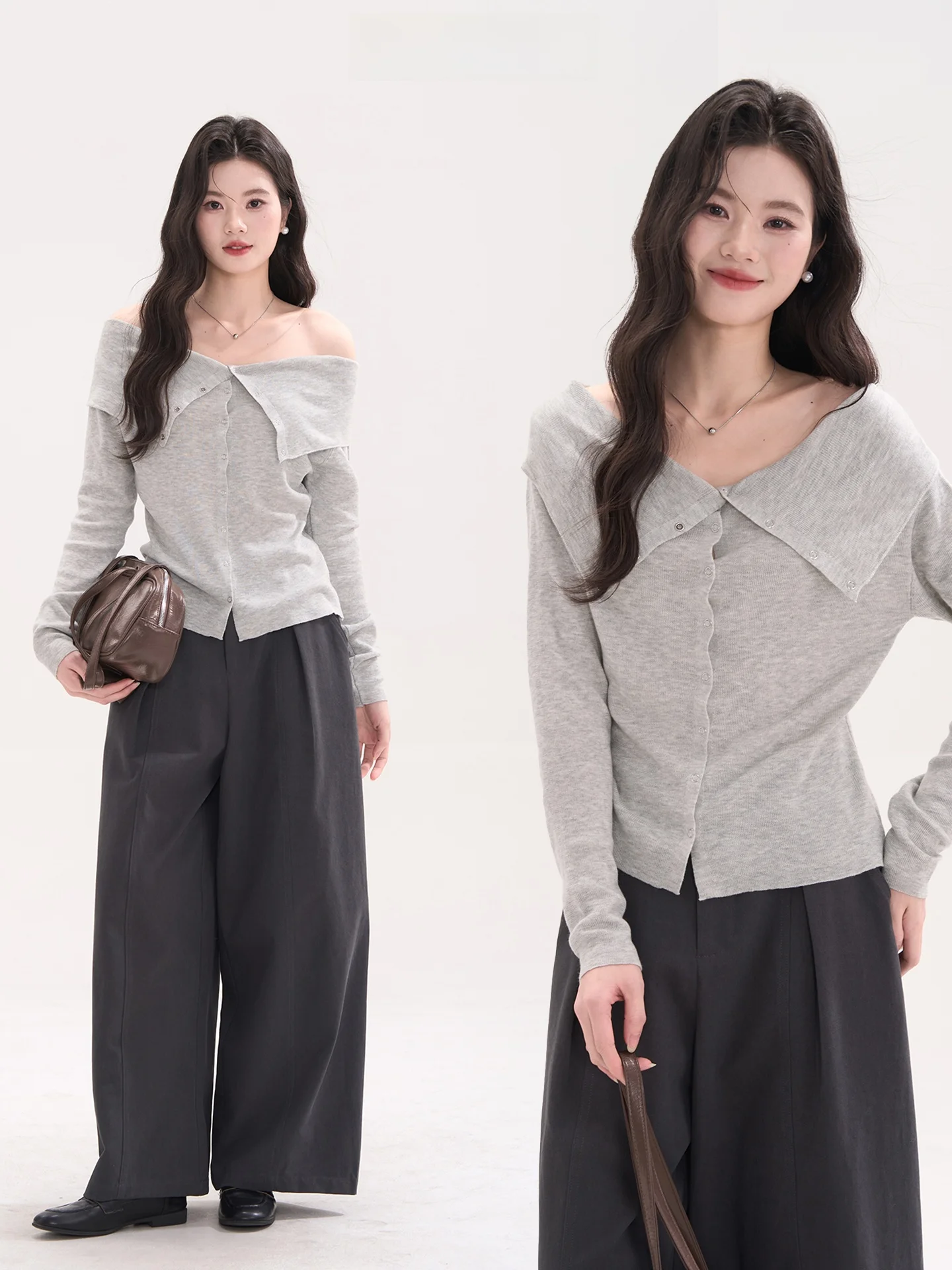 

Вязаная шерстяная кофта Heme 0 с длинным рукавом и одним открытым плечом, на одной пуговице, повседневная, весенняя, модная, женская