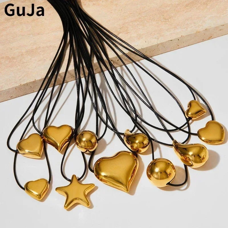 

Modern Jewelry European and American Design Gold Color Heart Teardrop Pendant Necklace For Women Party Gifts Accessories