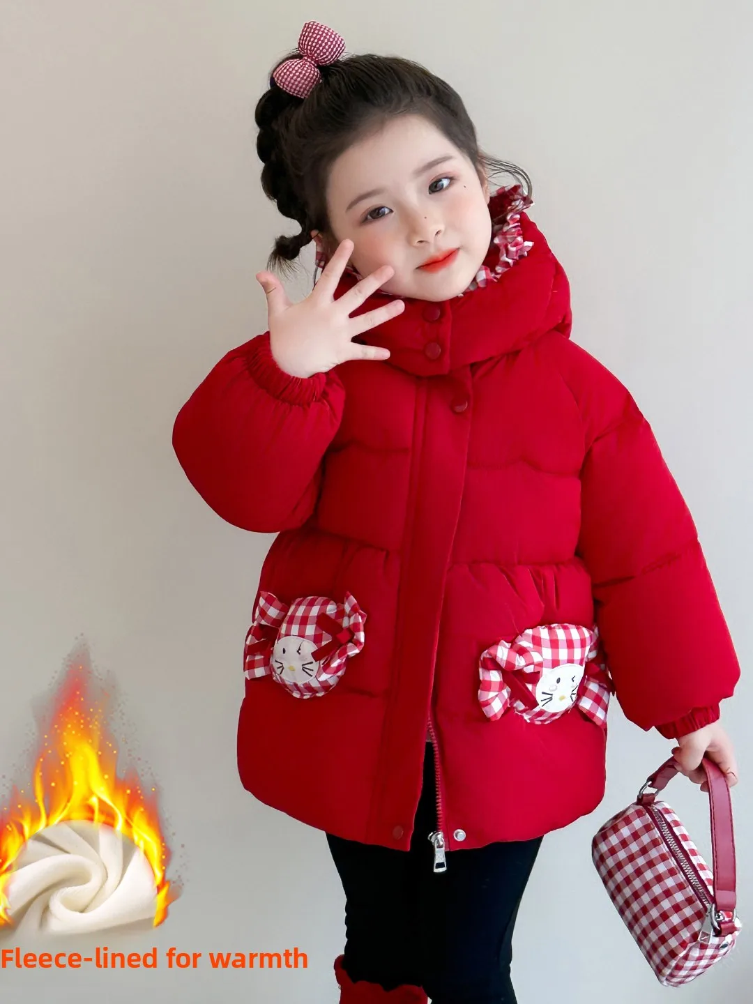 

Джем с хлопковой подкладкой для девочек, зимнее пальто на подкладке Fce, теплая детская одежда, Thiened Long Sve на молнии