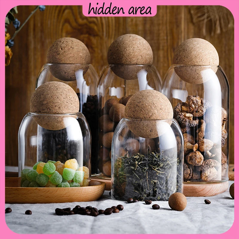 

Creative Ball Stopper Sealed Jar Coffee Bean Dispense Bottle Japanese Simple Round Ball Cork Glass Storage Jar Tea Storage Jar