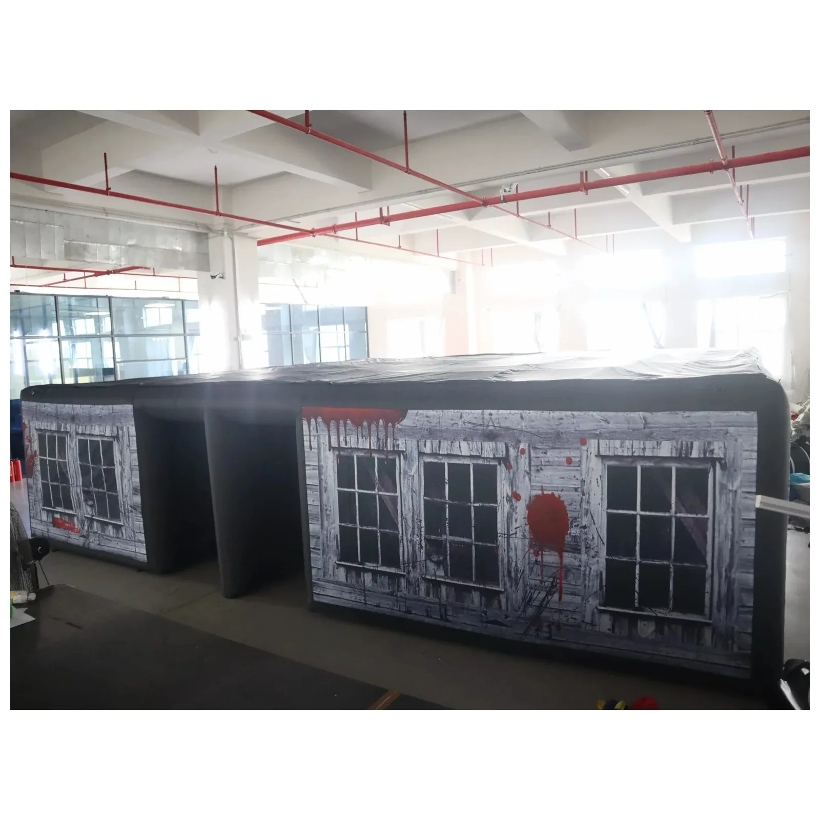 Large Blood Window Fully Covered Dual Passage Inflatable Maze 8X8m 26X26ft with Blower Venue Events Outdoor Party Events