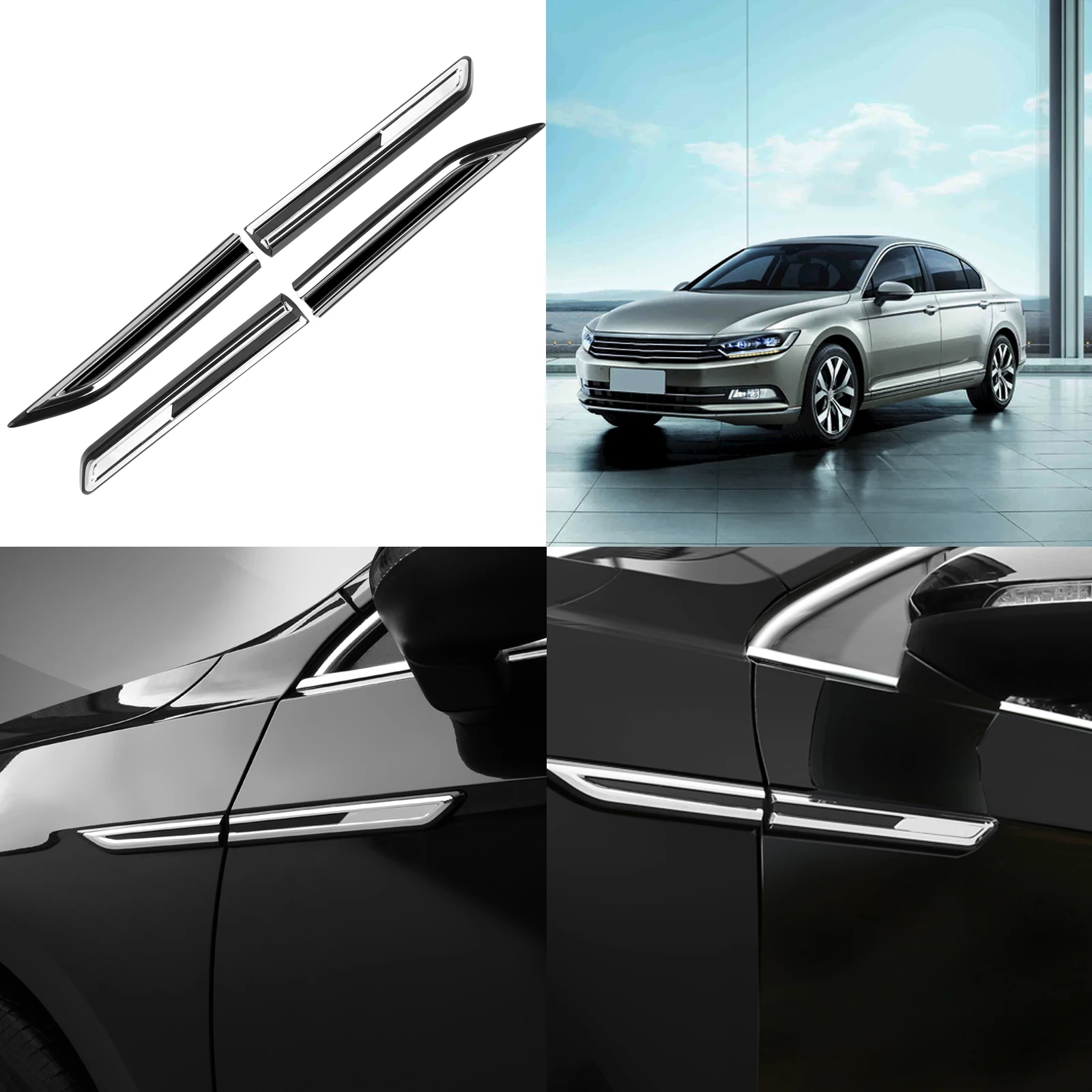 2pcs Car Chrome Car Side Fender Decoration Sticker Fender Trim Accessories For VW Magotan Passat B8 With Rline Car Styling