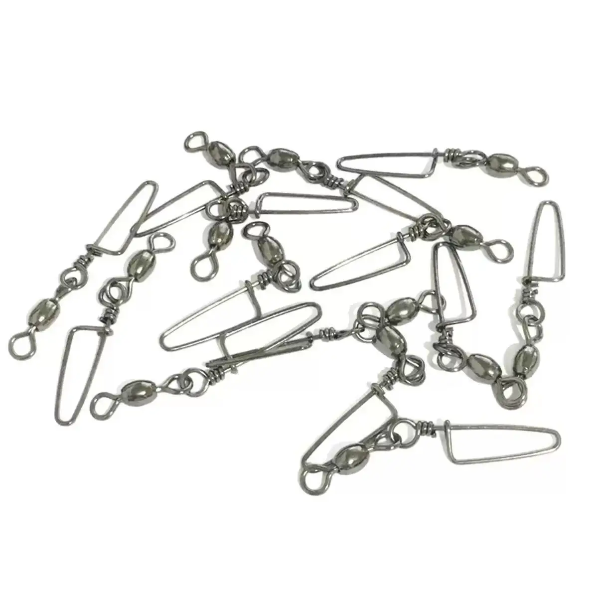 10pcs/lot Fishing Connector Pin swivel curved pin Fishing Swivel Connector Fishing Tackle Accessories with Snap Fishhook