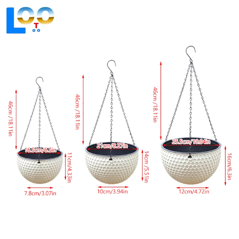 1pcs Hanging Basket Flowerpot Garden Plastic Flowerpot Outdoor Flowerpot Chain Type Plant Hanging Basket Flowerpot