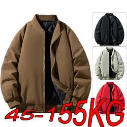 Baseball Jacket Men's 6XL7XL8XL Large Size Cotton Jacket Thickened Warm Autumn and Winter Plus Solid Color Casual Cotton Jacket