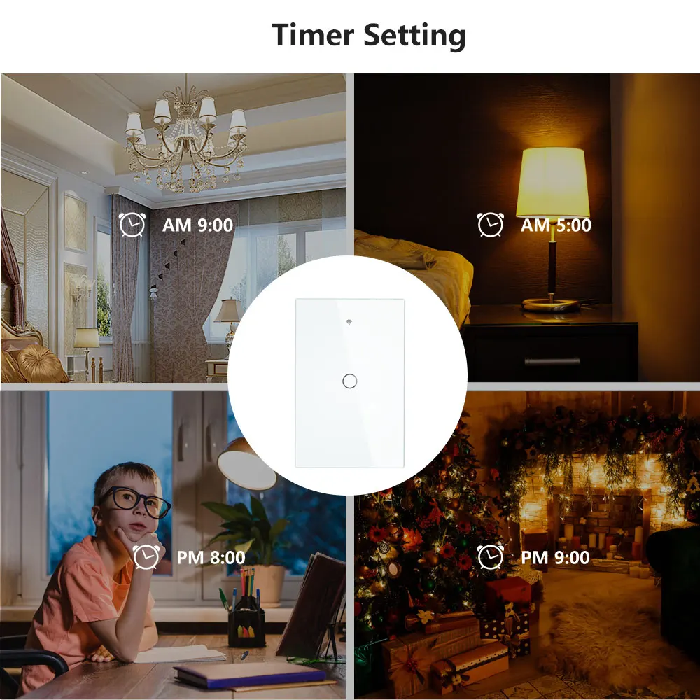 HomeKit WiFi Touch Switch For Light, US 1/2/3 Gang Smart Timer Switches App Remote Voice Control Works With Alexa Google Siri