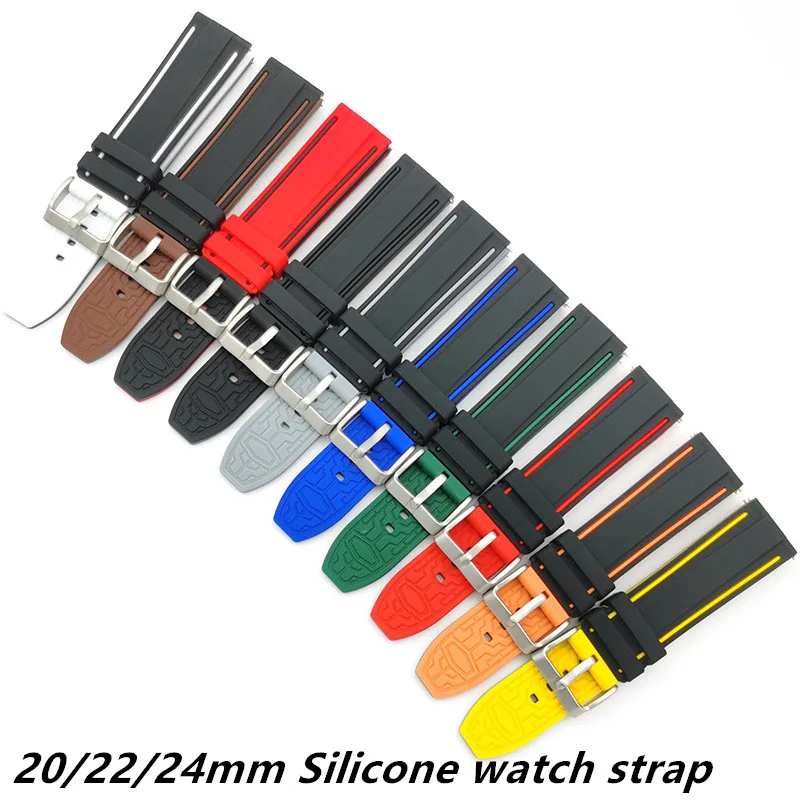 20mm 22mm 24mm Universal Multiple Colors Quick Release Waterproof Silicone Watch Strap For Smart Watch Breathable Texture