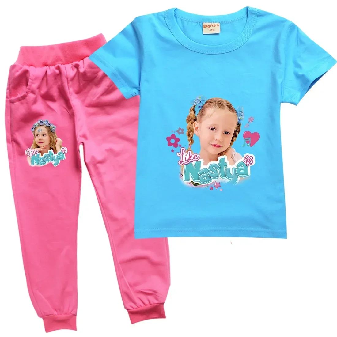 Dance Like Nastya Clothes Kids Summer Outfits Girls Short Sleeve T-shirt Pants 2pcs Suit Teenager Boys Tracksuit Children's Sets