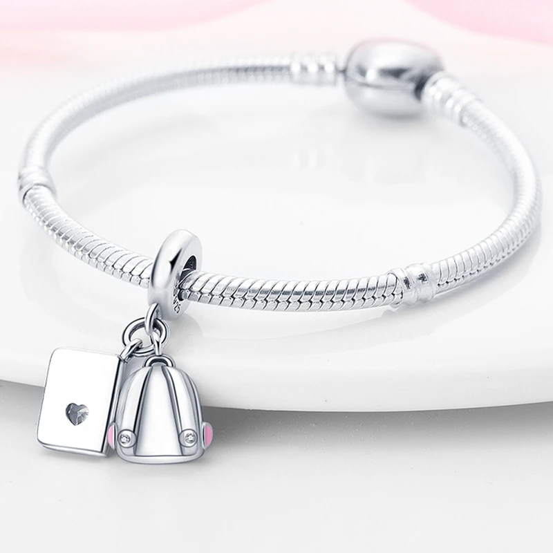 New 2025 Hot Sale Charms Bead 925 Sterling Silver Schoolbag Graduation Ceremony Dangle Fit Bangle Bracelet Necklace DIY Jewelry