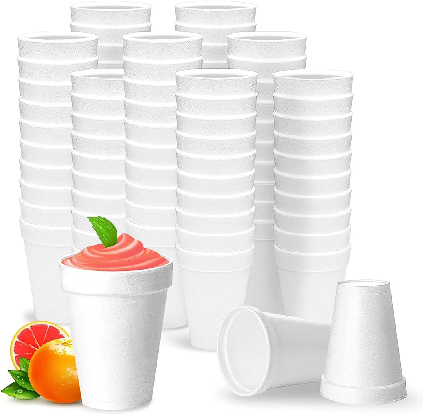 

12 Oz Disposable Foam Cups (100 Pack), White Foam Insulates Hot & Cold Beverages, Made in the USA, To-Go Cups - for Coff