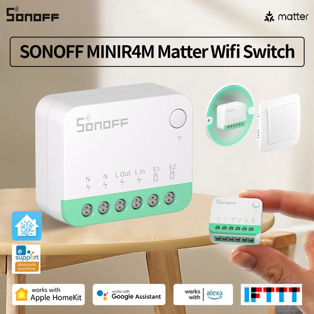 1/10 Pcs SONOFF MINIR4M Wifi Switch Smart Home ESP32 Chip Detach Relay Works With Apple Home Alexa Google Home eWeLink