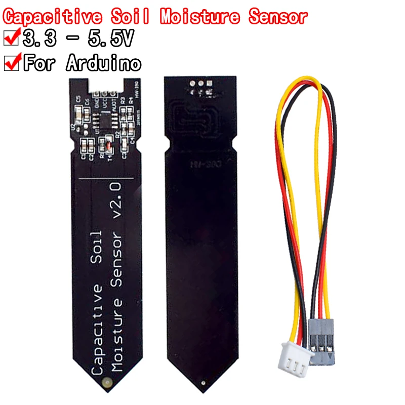 Capacitive Soil Moisture Sensor Module Not Easy to Corrode Wide Voltage Wire 3.3~5.5V Corrosion Resistant W/ Gravity for Arduino