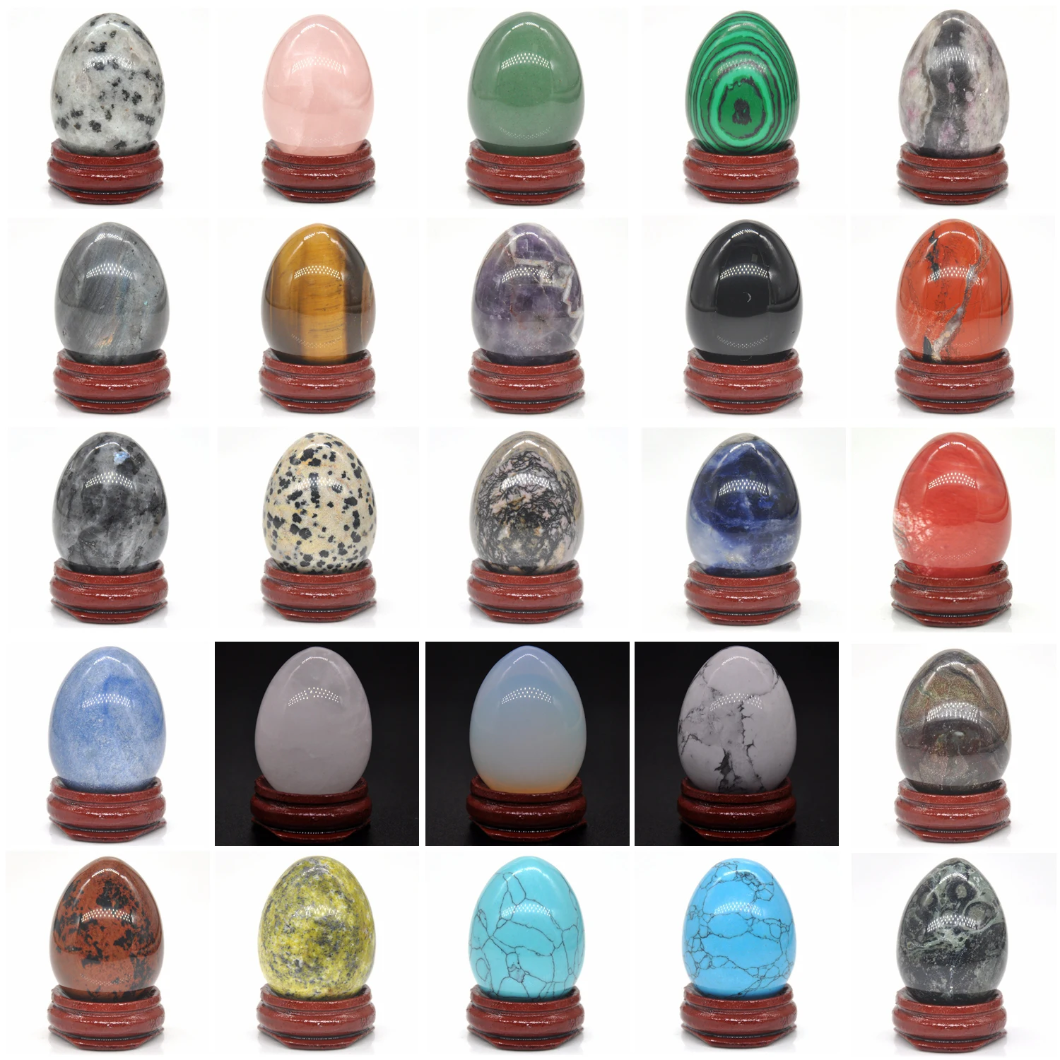

30x40mm Undrilled Yoni Egg Natural Stone Healing Crystal Kegel Exercise Pelvic Massage Gemstone Reiki Home Decoration With Stand