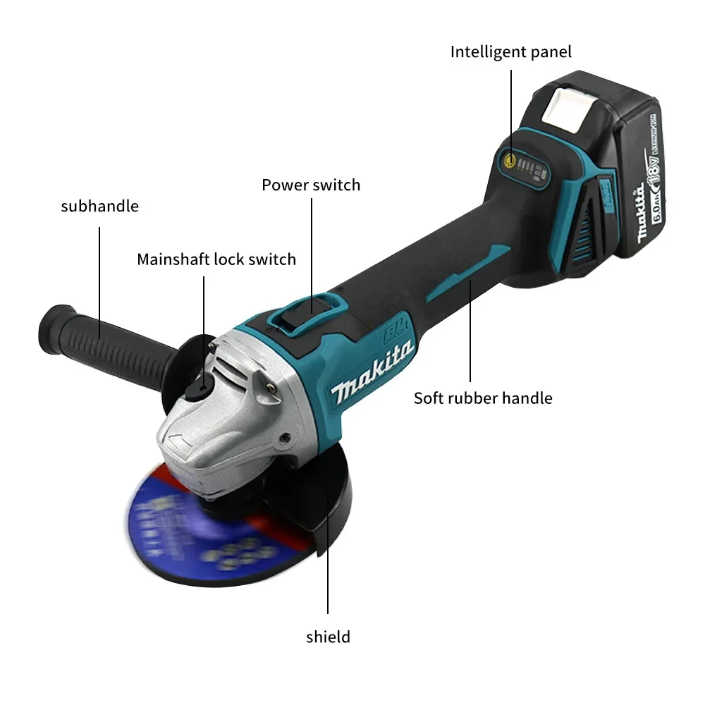 Makita 18V 125mm DGA404 Brushless Electric Angle Grinder High Power Rechargeable Lithium-Ion for Cutting And Polishing