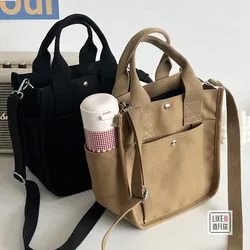 Kadın Crossbody çanta tuval düz renk rahat Tote çanta askılı çanta omuzdan askili çanta marka tasarımcı sadelik kızın omuzdan askili çanta