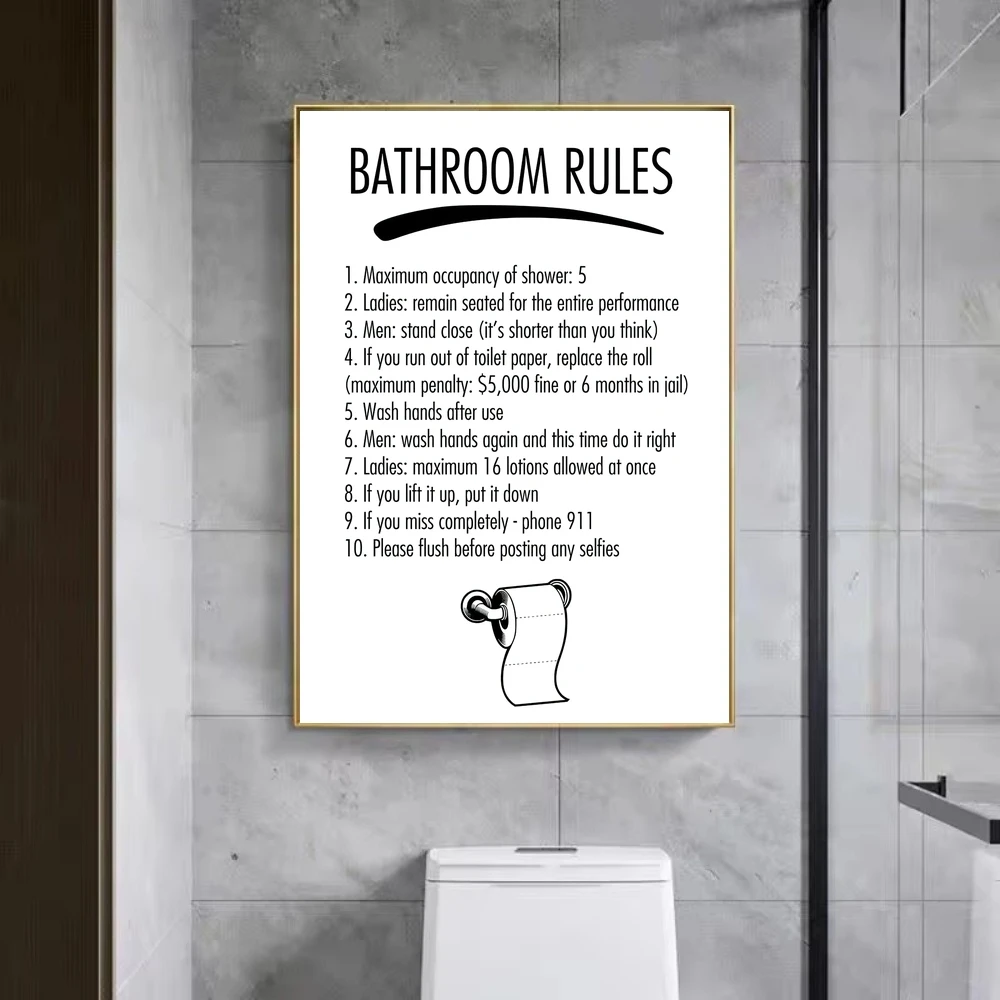 مجردة قواعد المرحاض المشارك الفكاهة صورة مضحك الحمام حائط لوح رسم الفن مرحاض غرفة المرحاض جدارية غسل غرفة ديكور #4