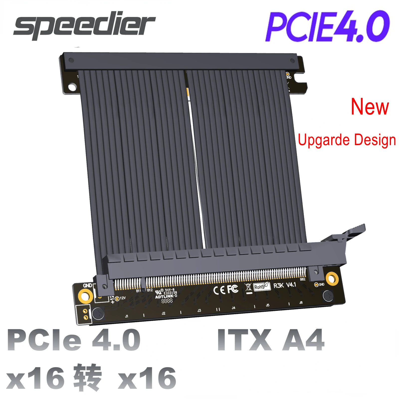 PCI-E 4.0 x16 Riser Cable RTX 3090 Gen4 Flexible Graphics Extension High Speed PCI E Reverse Riser 4.0 GPU for ITX A4 PC Chassis