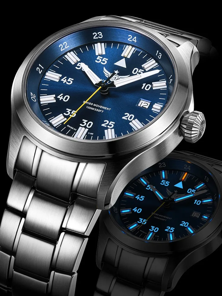 Yelang Men Quartz Pilot Watch Luminous 10years Lithium Battery Waterproof 100m Ronda Movement Sapphire Military Watch