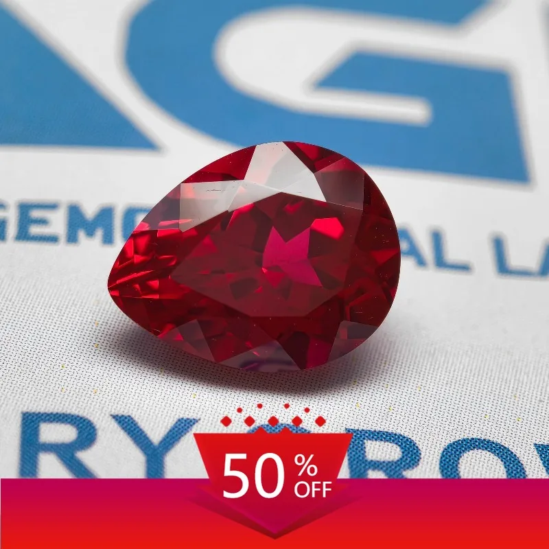 

A- Lab Grown Ruby Pear Cut Pigeon Blood Red Color High-quality Charms Jewelry Making Main Materials Selectable AGL Certificate