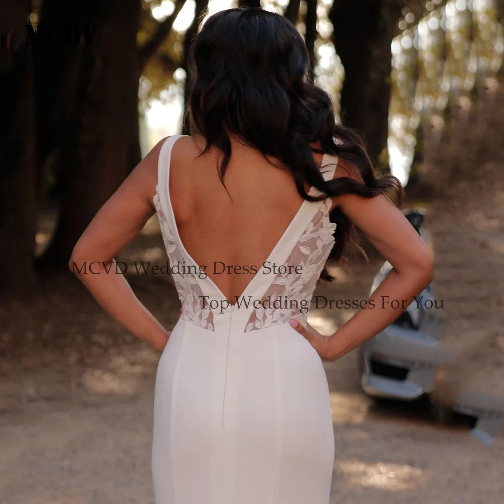 MCDV Spitze Brautkleid Meerjungfrau V-ausschnitt Backless Applique Ärmellose Braut Kleider Angepasst Sweep Zug vestidos de novias 2026
