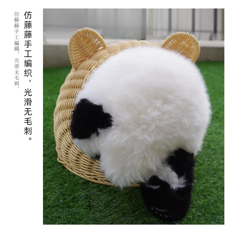 Panda Factory Imitation Vine Cat Nest Handmade Weaving Half enclosed Large Pet Nest Vine Weaving Washable for All Seasons Use