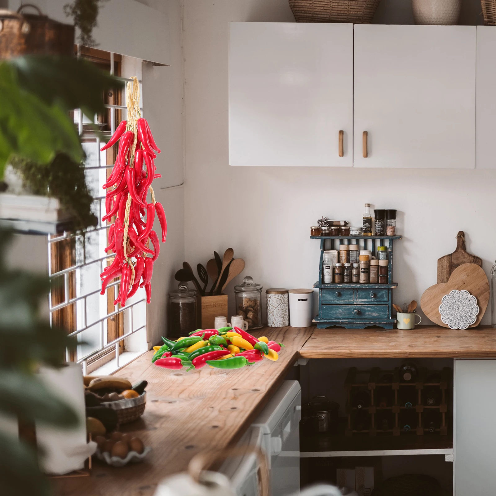 60pcs Artificial Pepper Fake Ornament Lifelike Chili Simulation Vegetable Decor Realistic Accessories Home Garden