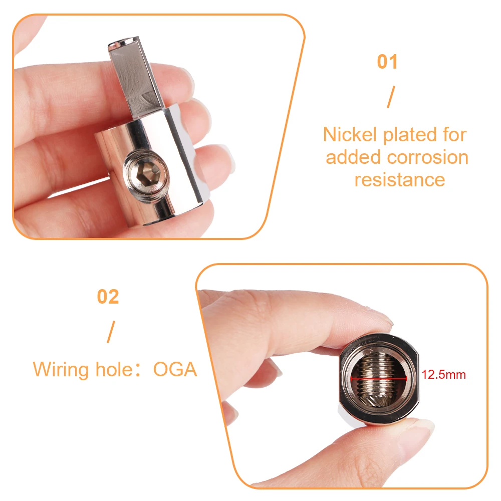 Input Adapter Ring Terminals Power Ground Wire Terminal Adapter 2pcs Car Audio 1/0 AWG To 4 AWG Modified Power Amplifier