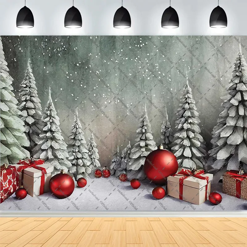 Winter Christmas Wonderland Festive Windows Photography Background Snowflakes  Tree Birthday Party Studio Backdrops AZ-02