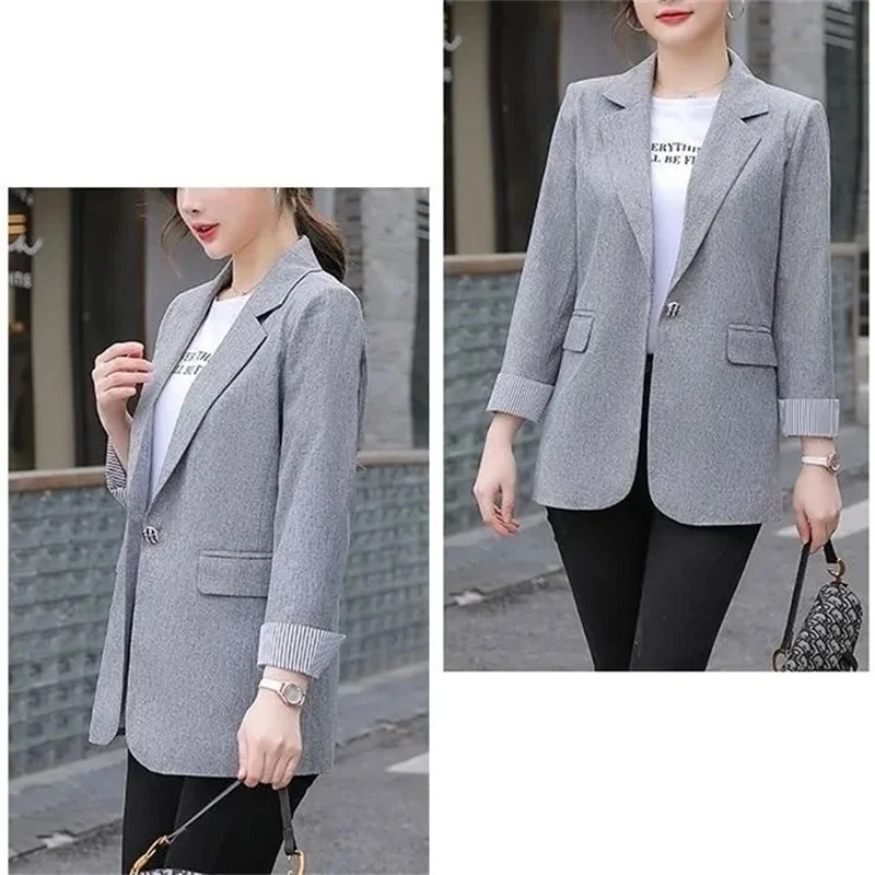 Spring Autumn Ladies Blazer New Fashion Slim Women Blazer Jacket White Green Pink Suit Overcoat Female Tops Coats Outerwear 4XL