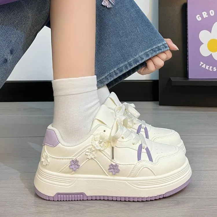 New Spring Autumn Kids Thick-Soled Non-Slip Casual Shoes Girls Sticker White Sneakers Large Size Children Breathable shoes