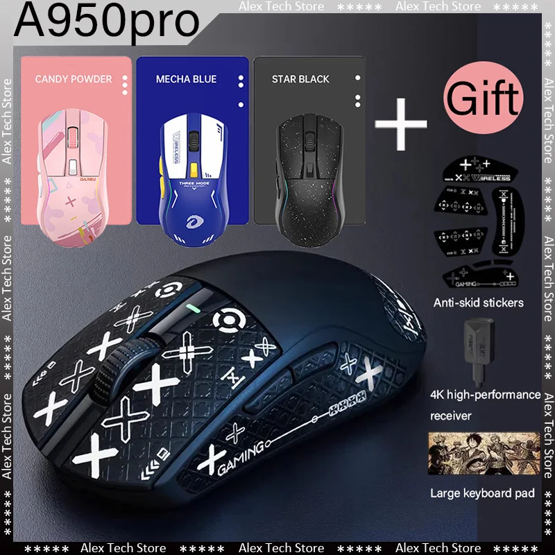 

Dareu A950 Pro Wireless Mouse 3-mode Paw3395 26000dpi Lightweight 4k Fast Charging Pc Esports Gaming Office Accessory Gift Mouse