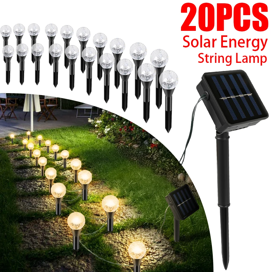 

20 in 1 Solar Bubble Lawn Light Garden Decor Pathway Lamp Outdoor Waterproof 8 Lighting Modes for Holiday Garden Paths Courtyard