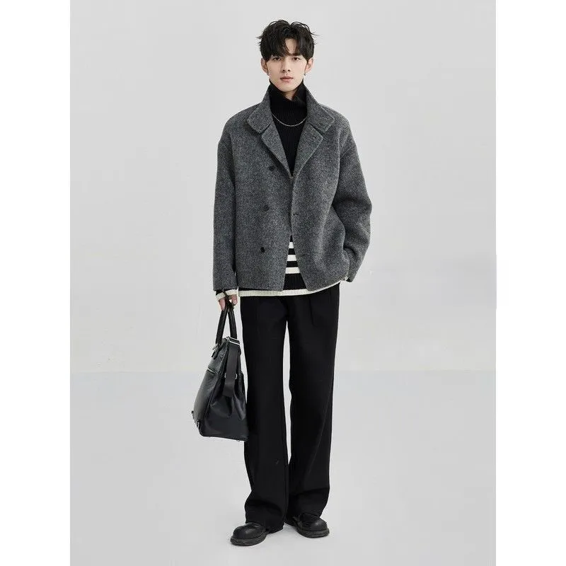 

Мужская повседневная куртка из шерстяной смеси с рельефным тиснением, увеличенного объема, модная