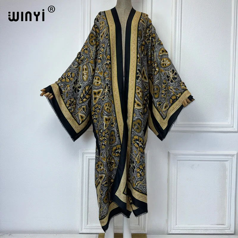 Winyi Afrika Outfit Kimono Nieuw In Bovenkleding Strandbedekking Maxi Jurk Vesten Strandkleding Vrouwen 2024 Abaya Dubai Luxe Jas