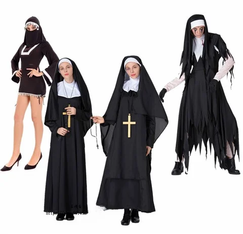 

Костюм черницы, женская одежда, наряд ведьмы на Хэллоуин, театральное представление, традиционный этнический костюм для косплея