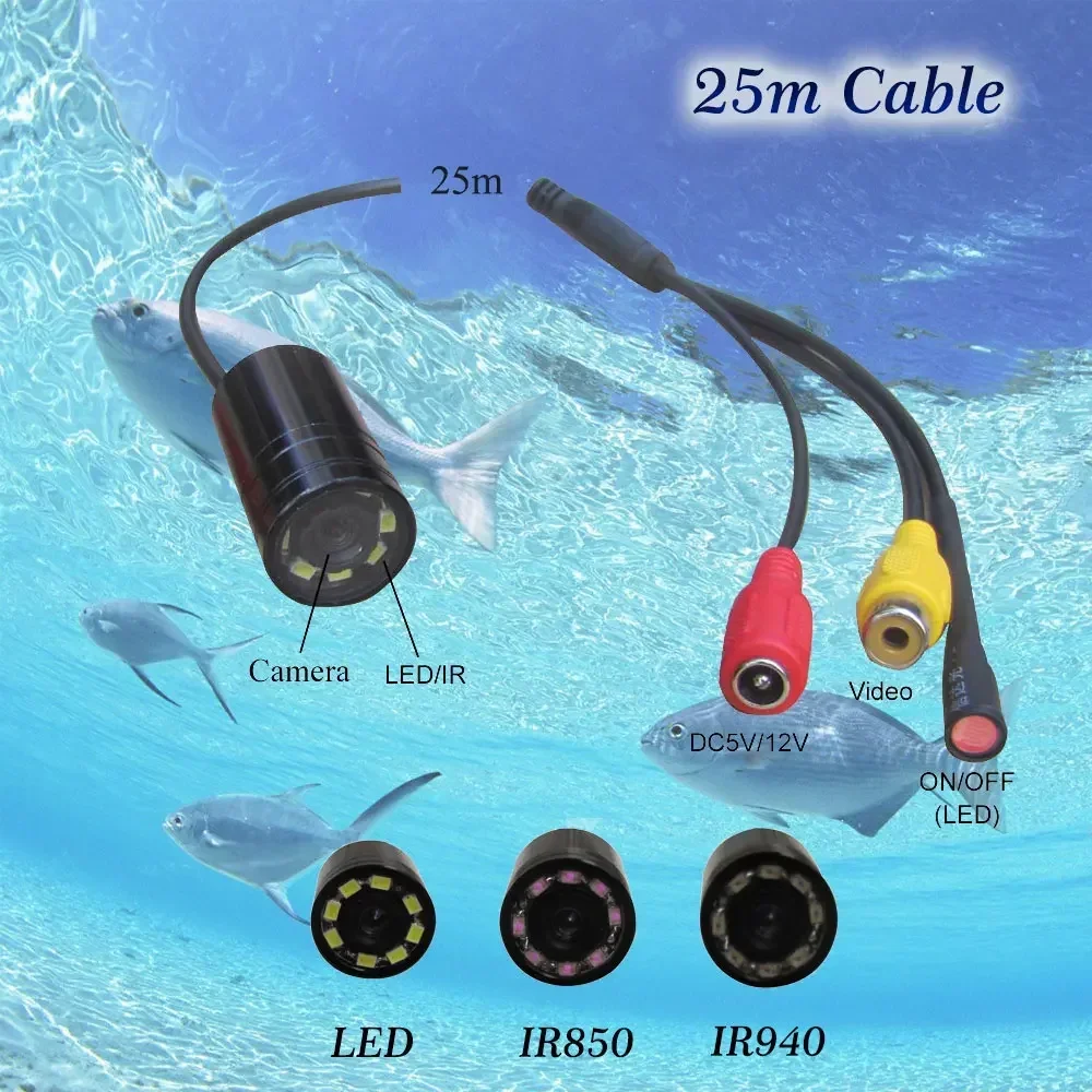 Best Seller First 90 Deg Mini Underwater Fish Finder Waterproof Video Security Camera With 8 LED Lamps