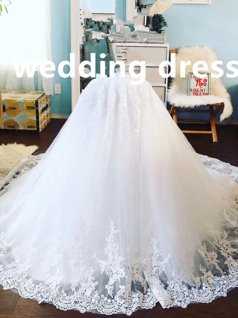 Ren Ballgown Tàu/Cô Dâu Váy/Có Thể Tháo Rời Voan Váy/Áo Cưới/Ren Váy Cưới Tùy Chỉnh Kích Thước