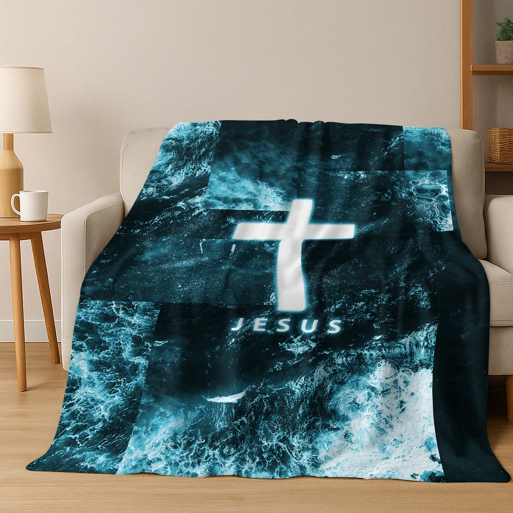 Christentum beten Bibel Kreuz Jesus Flanelldecke weiche warme Decke für Schlafzimmer Zimmer Wohnzimmer Büro Reisen Camping Picknick