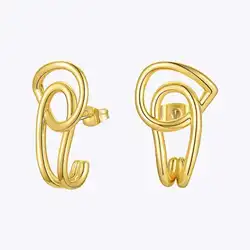 ENFASHION Interlaced Stud Earrings For Women Gold Color Geometric Piercing Earings Fashion Jewelry Friends Gifts Brincos E201186