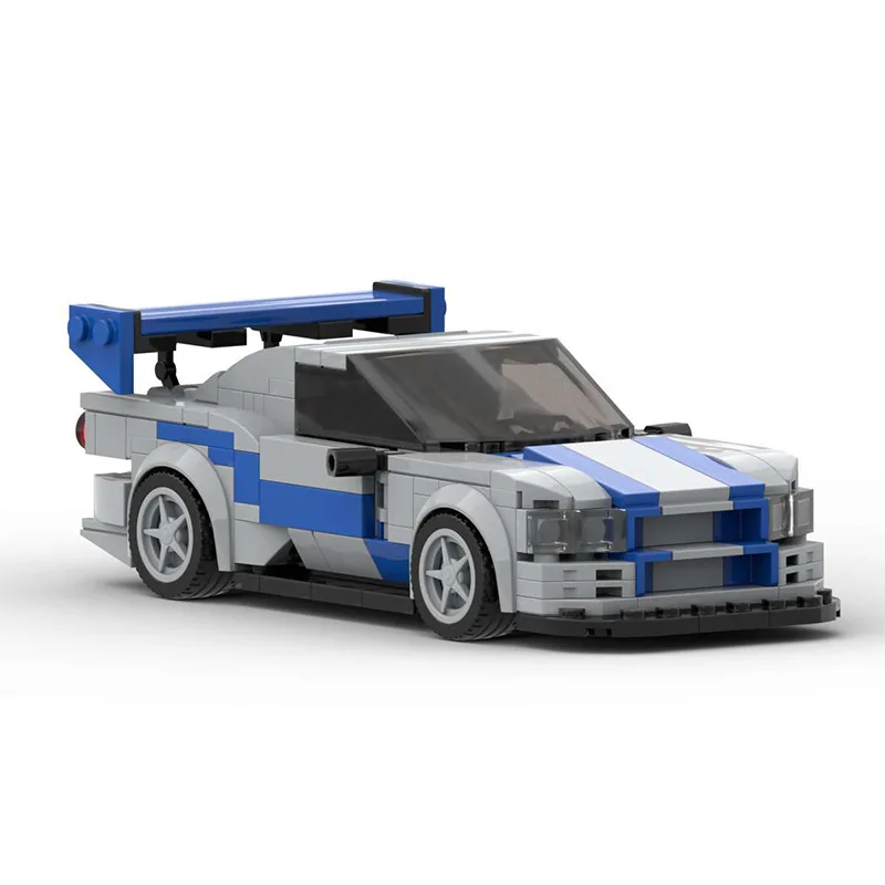 New R34 Skyline GTR City MOC Car Racing Building Block Ideas Speed Champion Super Race F1 Technical Vehicle brick Christmas Gift