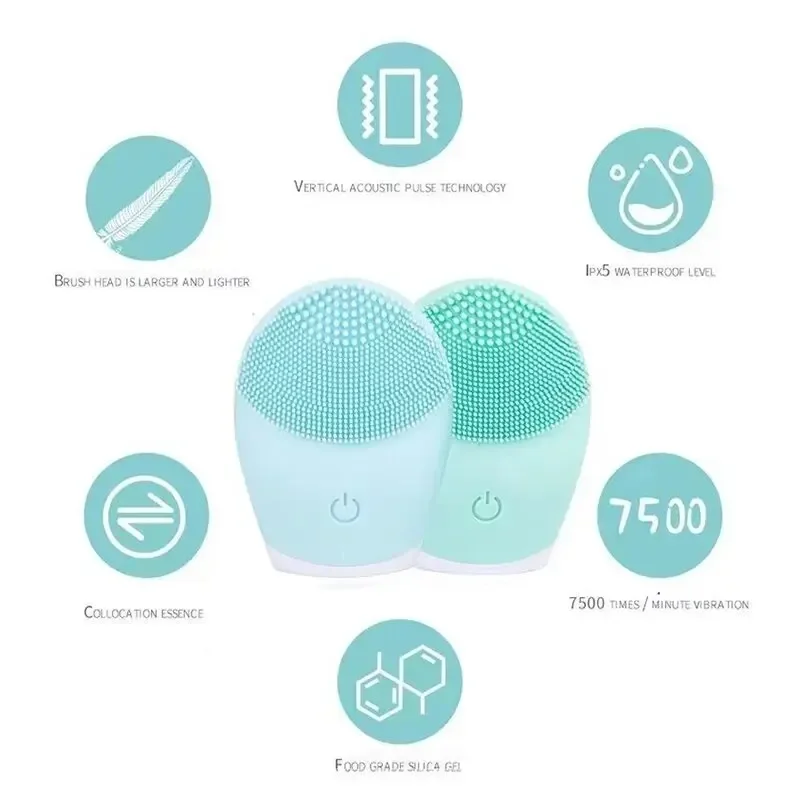 Electric Silicone Facial Cleanser Massager Ultrasonic Vibrator Skincare Massage Tool Beauty Machine Vibration Cleaning Of Pores