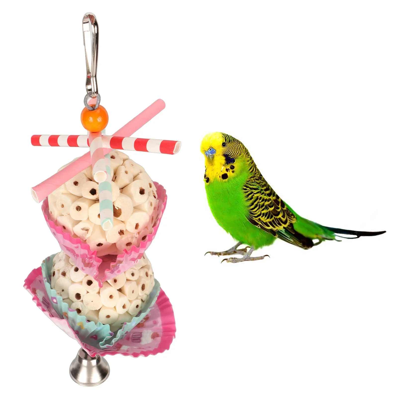 Cake Bird Foraging Toy Edible Soft Boredom Relief Parrot Shredding Chewing Toy For Cockatiel Budgie Single Ball String