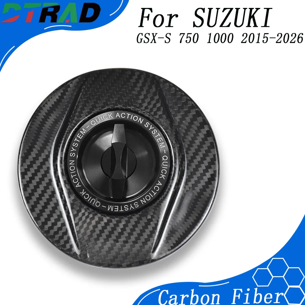 For SUZUKI GSX-S 750/1000 2015-2026 Carbon Fiber Cover Fuel Protection System Fuel Tank Caps Quick Action Gas oline Cover