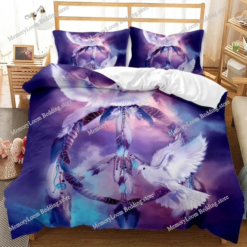 

Dream Catcher Duvet Cover Set White Horse Forest Dream Catcher Blue Bedding Set Double Queen King Size Polyester Qulit Cover