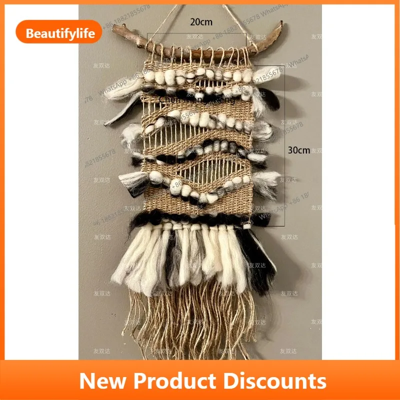 

C56 Wabi Sand wind wall hanging pure hand-woven living room sofa background wall decorative painting, home texture hanging paint