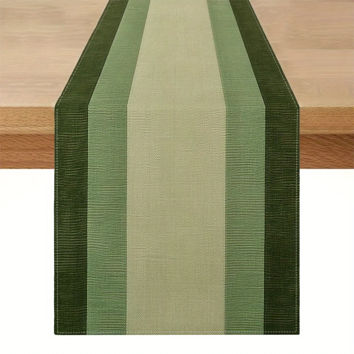1 grün gestreifter Tischläufer, 2D-Einzeldruck, erdige Heimdekoration, stilvolles, neutrales Design, langlebiger Tischläufer für den Esstisch