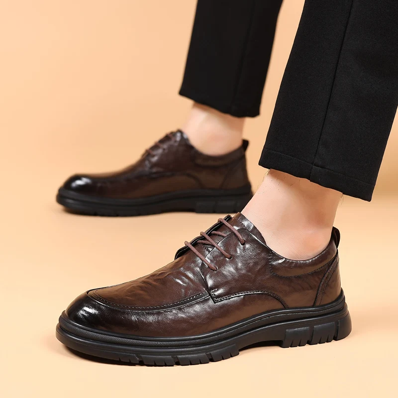 

Men's Business Leather Shoes High quality casual gentleman style Office or work Black brown Adult suit shoes Hot selling