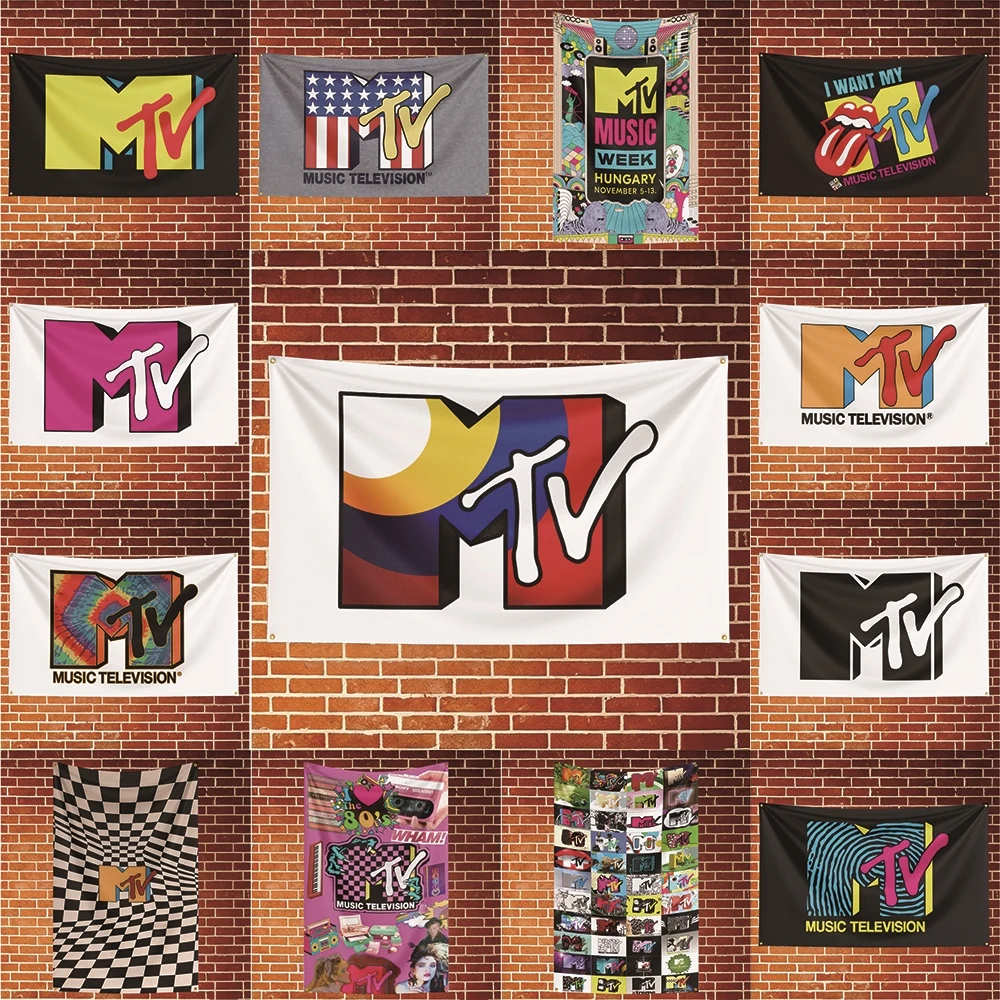 MTV Music Flag Banner For Fan Cave Watch Party Tailgate Gathering Indoor Outdoor Backyard Home Festival Ornament Supply