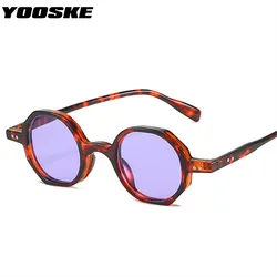 YOOSKE Vintage Polygon Round Women Fashion Clear Ocean Gradient Lens Shades UV400 Men Trending Rivets Purple Pink Sun Glasses